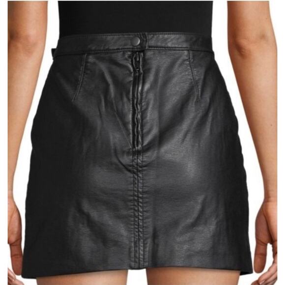 Free People Vegan Leather Midnight Magic Mini Skirt - 2 - Black Moto Grunge Glam - Picture 4 of 16